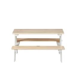 Set tavolo con panche in pino massello, 90x82x50 cm