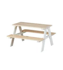 Set tavolo con panche in pino massello, 90x82x50 cm