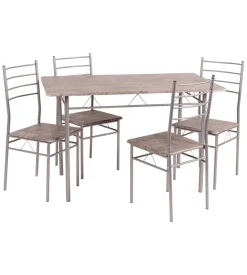 Set tavolo e 4 sedie in metallo e legno, 120x70x75 cm