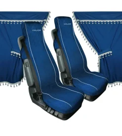 Set tende e coprisedili per camion in microfibra blu - lampa