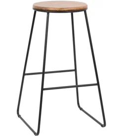 Sgabello "achelor" in legno e metallo nero, 32x32x71 cm