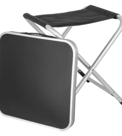 Sgabello con ripiano brunner "hoggy set" in alluminio e poliestere nero 40x40x43 cm