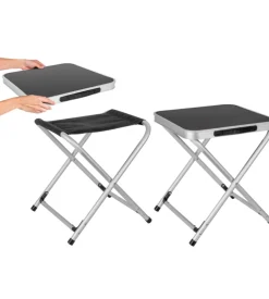 Sgabello con ripiano brunner "hoggy set" in alluminio e poliestere nero 40x40x43 cm