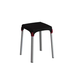 Sgabello da bagno quadrato colore nero, 30,5x30,5x42,5 cm