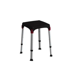 Sgabello regolabile da bagno quadrato nero, 30,5x30,5x39/54 cm
