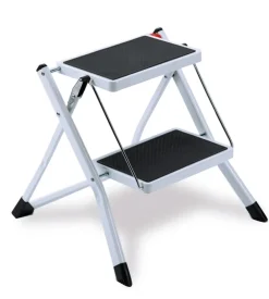 Sgabello salvaspazio in acciaio bianco 2 gradini 50x4x57 cm