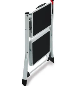 Sgabello salvaspazio in acciaio bianco 2 gradini 50x4x57 cm