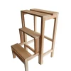 Sgabello scala con 3 gradini a ribalta richiudibile in legno 37x23x60 cm