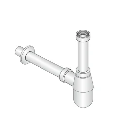Sifone a bottiglia 1 1/4" in abs cromato, per bagno