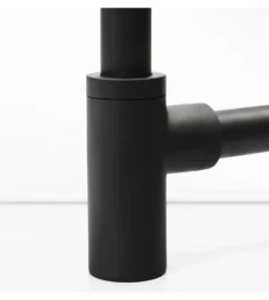 Sifone di scarico kam "black" in ottone verniciato nero opaco con attacco 1"1/4