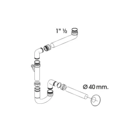 Sifone salvaspazio a “s” 1 vasca 1 1/2" x 40 mm., per cucina