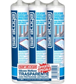 Silicone sigillante multiuso antimuffa saratoga trasparente 3x280 ml