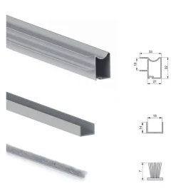 Sistema per ante scorrevoli in alluminio, spessore 18 mm