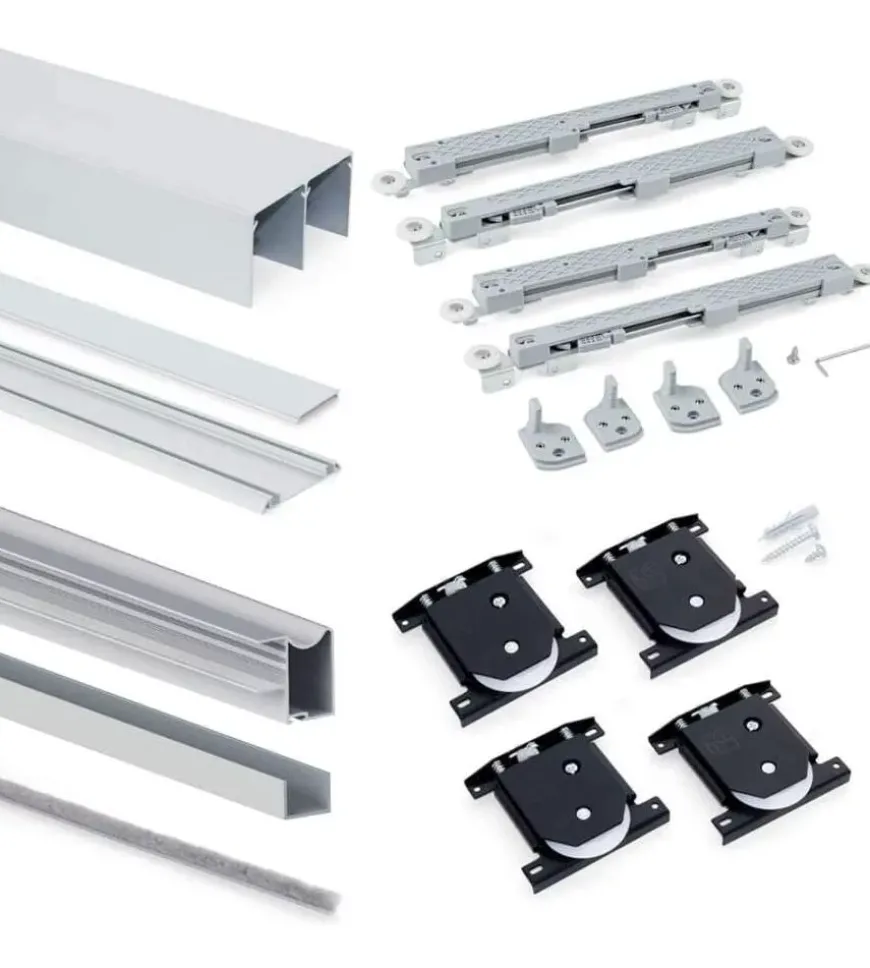 Sistema per ante scorrevoli in alluminio, spessore 18 mm