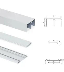 Sistema per ante scorrevoli in alluminio, spessore 16 mm