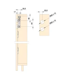 Sistema twofold per 2 ante scorrevoli e pieghevoli senza guida inferiore