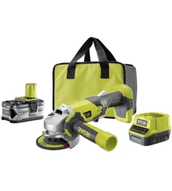 Smerigliatrice a batteria ryobi "r18ag-140s" 18v 115mm, con batteria 4.0 ah e caricabatterie