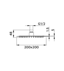 Soffione per doccia idro bric "meteora" quadrato e piatto, 25x25 cm