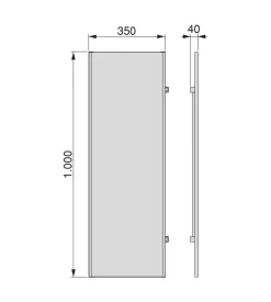 Specchio estraibile da armadio con finitura grigio metallizzato, 340x1000 mm