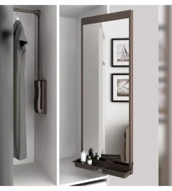 Specchio estraibile per armadio color moka, 1130x415 mm