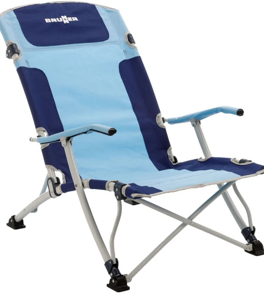 Spiaggina pieghevole brunner "bula xl" in acciaio e poliestere azzurro e blu 61x74x87/31 cm