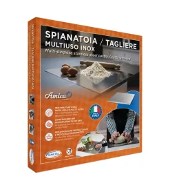 Spianatoio/tagliere in acciaio gimetal con antiscivolo e bordo, 49x47 cm
