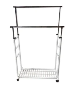 Stender appendiabiti doppio estensibile bellahome con ruote in metallo bianco 45x90x104/170 cm