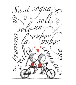 Stickers murale autoadesiva "tandem" - 47x70 cm - 1 foglio.