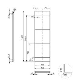Struttura per scaffale lader in acciaio nero, 115 cm
