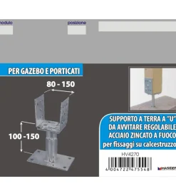 Supporto per pali regolabile in altezza-larghezza