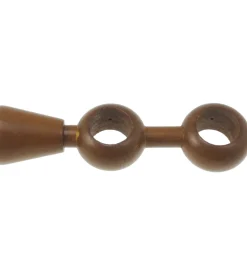 Supporto regolabile per doppio bastone ø28mm con viti e tasselli - colore teak.