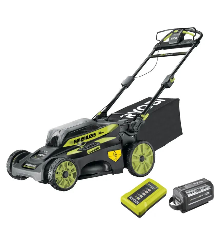 Tagliaerba a batteria trazionato ryobi "ry36lmx51a-160" taglio 51 cm 36v, batteria 6.0 ah inclusa