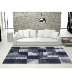 Tappeto "double" grigio celeste, 110x170 cm