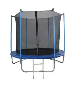 Tappeto elastico da giardino per bambini eurogarden in acciaio e pvc con rete e scaletta 244 cm