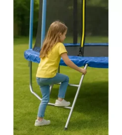 Tappeto elastico da giardino per bambini eurogarden in acciaio e pvc con rete e scaletta 244 cm