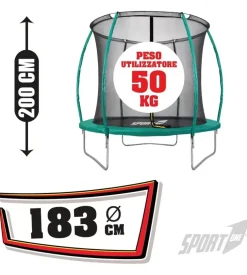 Tappeto elastico per bambini con rete modello "pump" diametro 183 cm