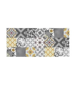 Tappeto vinilico stampato "patch grigio", 50x110 cm