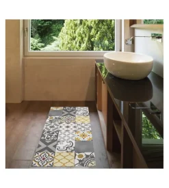 Tappeto vinilico stampato "patch grigio", 50x110 cm