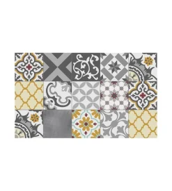 Tappeto vinilico stampato "patch grigio", 45x75 cm