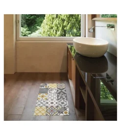 Tappeto vinilico stampato "patch grigio", 45x75 cm