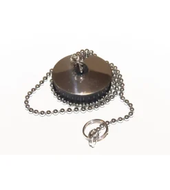 Tappo inox con catena e rosone ø 31 mm.