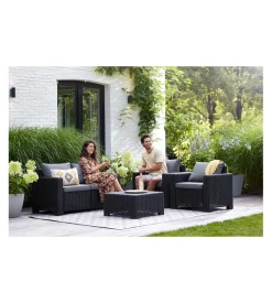 Tavolino da esterno california color grafite, 68x68x35 cm - keter