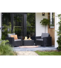 Tavolino da esterno california color grafite, 68x68x35 cm - keter