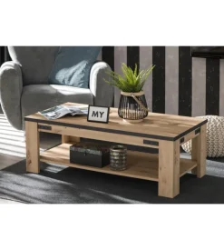 Tavolino da soggiorno "bilbao" quercia e metallo, 120x41,5x60 cm