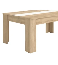 Tavolino da soggiorno quercia con inserto bianco e grigio, 112x65,5x46,5 cm