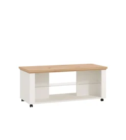 Tavolino da soggiorno "vigo" bianco e quercia, 114,5x50,5x49 cm