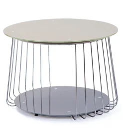 Tavolino in metallo e vetro temperato, ø 70 cm