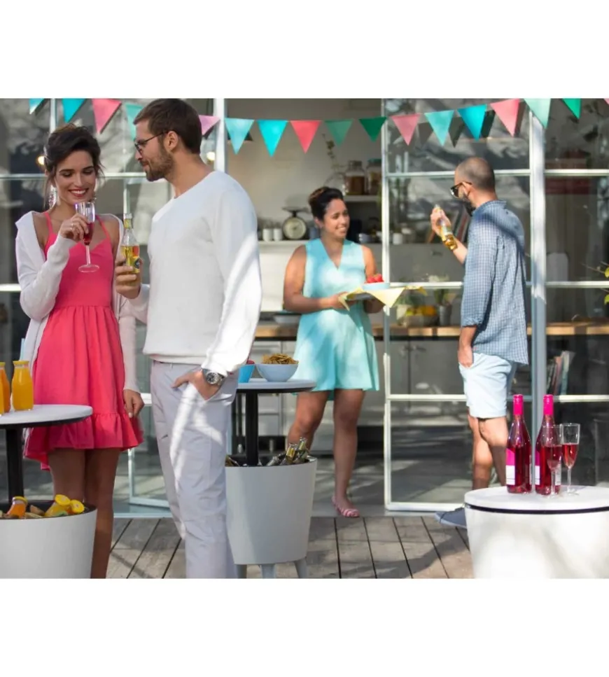 Tavolino portaghiaccio portatile keter "cool bar" bianco, 49,5x49,5x84,5 cm