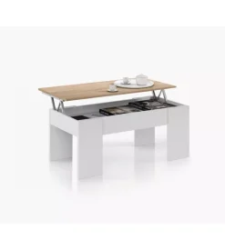 Tavolino salotto con piano elevabile e spazio contenitore, 100x50x45-56 cm