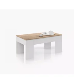 Tavolino salotto con piano elevabile e spazio contenitore, 100x50x45-56 cm